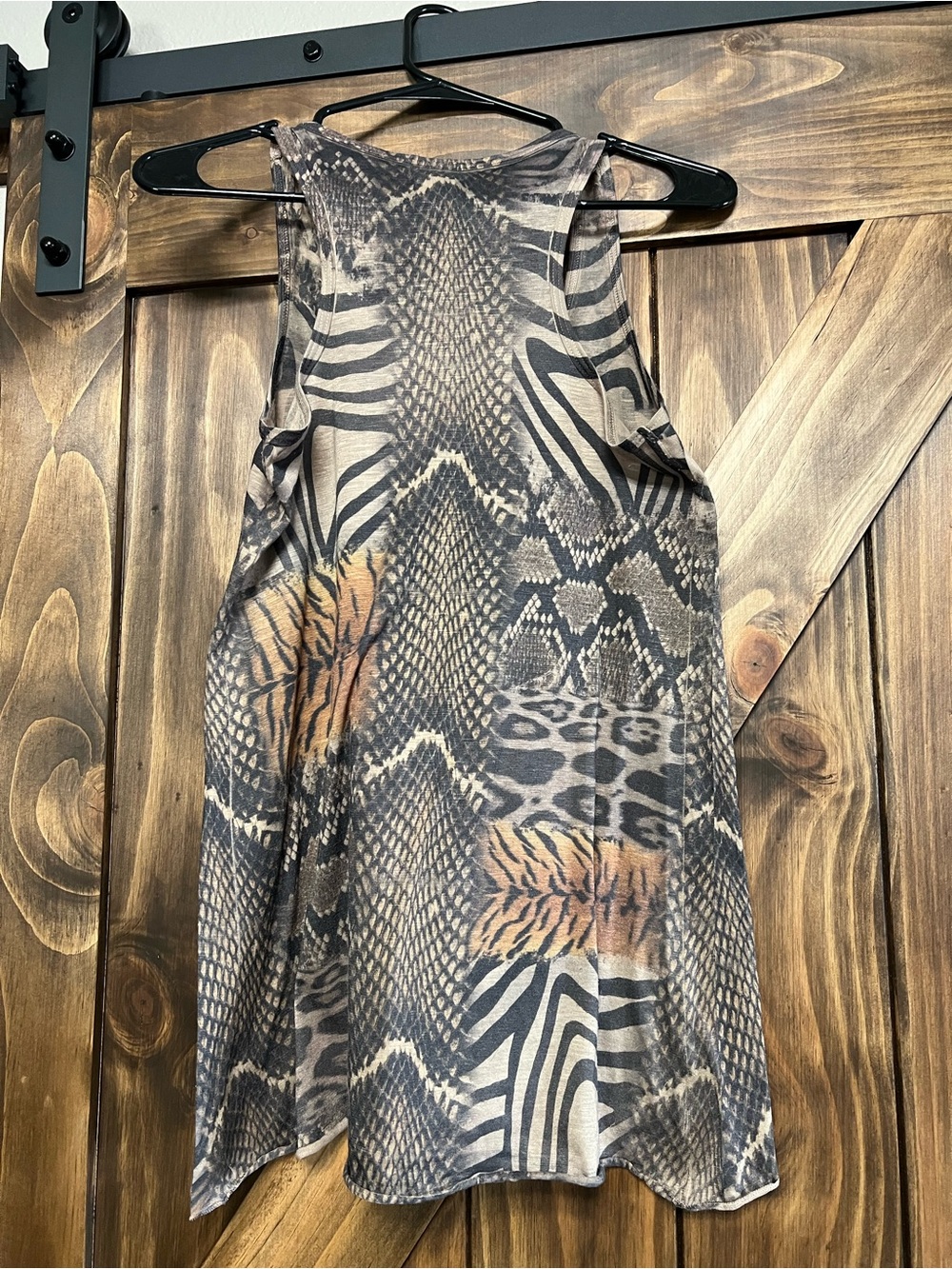 Daytrip Mixed Animal Print Patchwork Tank Top with Rhinestones - Picture 4 of 7
